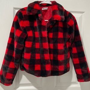 Red and Black Plaid Girl Jacket